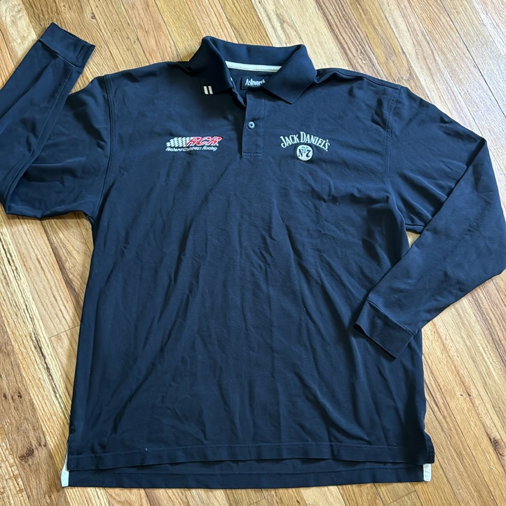 Vtg NASCAR Pit Crew Issued Long Sleeve Polo Shirt RCR Jack Daniel’s